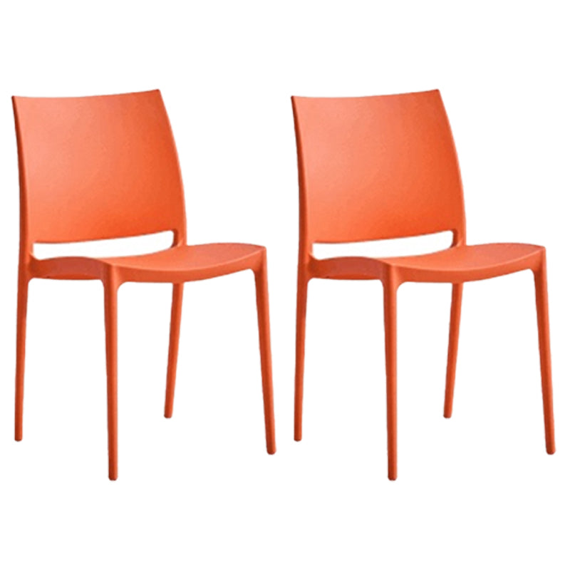 Contemporary Style Dining Chairs Plastic Armless Side Chairs for Kitchen Orange 2 Piece Set Clearhalo ' kitchen&dining_furn' 'Dining Chairs' 'Dining Tables & Seating' 'dining_chair' 'furn' 'furn_dining_chair' 'Furniture' 'furniture_dining_chair' 'Kitchen & Dining Furniture' 'kitchen' 4316522