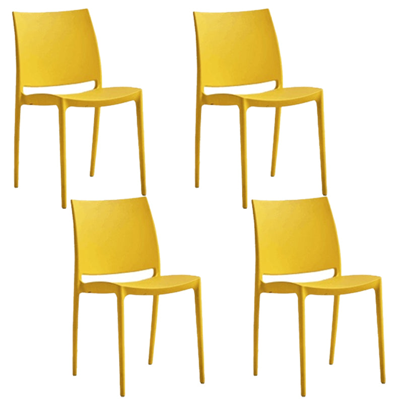 Contemporary Style Dining Chairs Plastic Armless Side Chairs for Kitchen Yellow 4 Piece Set Clearhalo ' kitchen&dining_furn' 'Dining Chairs' 'Dining Tables & Seating' 'dining_chair' 'furn' 'furn_dining_chair' 'Furniture' 'furniture_dining_chair' 'Kitchen & Dining Furniture' 'kitchen' 4316524