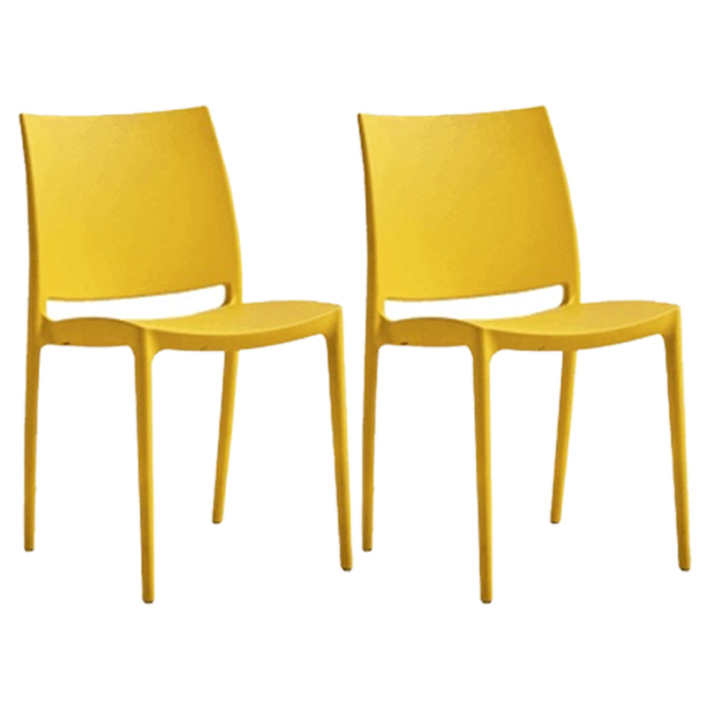 Contemporary Style Dining Chairs Plastic Armless Side Chairs for Kitchen Yellow 2 Piece Set Clearhalo ' kitchen&dining_furn' 'Dining Chairs' 'Dining Tables & Seating' 'dining_chair' 'furn' 'furn_dining_chair' 'Furniture' 'furniture_dining_chair' 'Kitchen & Dining Furniture' 'kitchen' 4316527