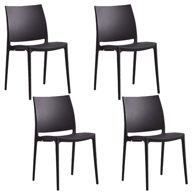 Contemporary Style Dining Chairs Plastic Armless Side Chairs for Kitchen Black 4 Piece Set Clearhalo ' kitchen&dining_furn' 'Dining Chairs' 'Dining Tables & Seating' 'dining_chair' 'furn' 'furn_dining_chair' 'Furniture' 'furniture_dining_chair' 'Kitchen & Dining Furniture' 'kitchen' 4316531