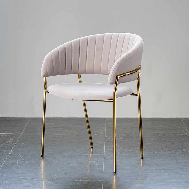 Scandinavian Style Open Back Dining Side Chair Leather Dining Chairs with Gold Legs Light Gray 1 Piece Clearhalo ' kitchen&dining_furn' 'Dining Chairs' 'Dining Tables & Seating' 'dining_chair' 'furn' 'furn_dining_chair' 'Furniture' 'furniture_dining_chair' 'Kitchen & Dining Furniture' 'kitchen' 4316538