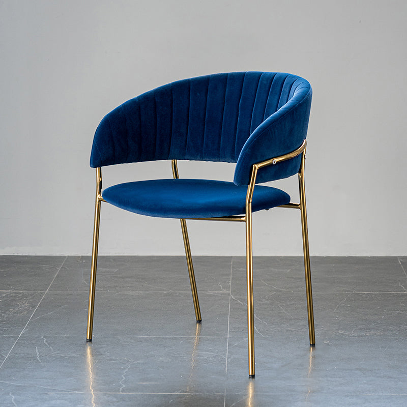 Scandinavian Style Open Back Dining Side Chair Leather Dining Chairs with Gold Legs Dark Blue 1 Piece Clearhalo ' kitchen&dining_furn' 'Dining Chairs' 'Dining Tables & Seating' 'dining_chair' 'furn' 'furn_dining_chair' 'Furniture' 'furniture_dining_chair' 'Kitchen & Dining Furniture' 'kitchen' 4316545