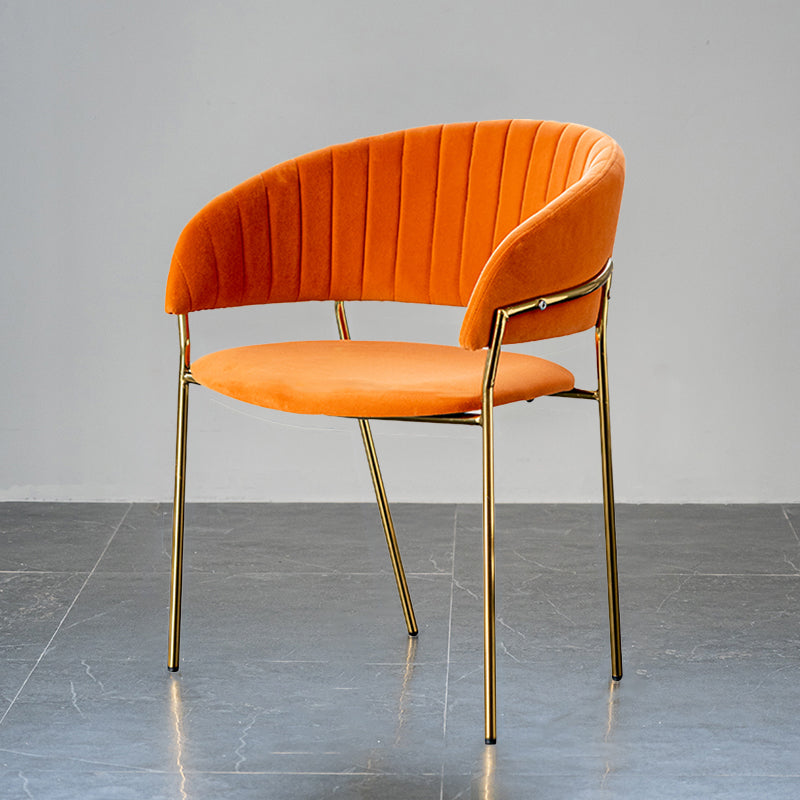 Scandinavian Style Open Back Dining Side Chair Leather Dining Chairs with Gold Legs Orange 1 Piece Clearhalo ' kitchen&dining_furn' 'Dining Chairs' 'Dining Tables & Seating' 'dining_chair' 'furn' 'furn_dining_chair' 'Furniture' 'furniture_dining_chair' 'Kitchen & Dining Furniture' 'kitchen' 4316556
