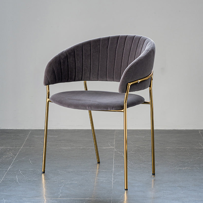 Scandinavian Style Open Back Dining Side Chair Leather Dining Chairs with Gold Legs Dark Gray 1 Piece Clearhalo ' kitchen&dining_furn' 'Dining Chairs' 'Dining Tables & Seating' 'dining_chair' 'furn' 'furn_dining_chair' 'Furniture' 'furniture_dining_chair' 'Kitchen & Dining Furniture' 'kitchen' 4316561