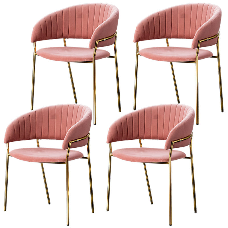 Scandinavian Style Open Back Dining Side Chair Leather Dining Chairs with Gold Legs Pink 4 Piece Set Clearhalo ' kitchen&dining_furn' 'Dining Chairs' 'Dining Tables & Seating' 'dining_chair' 'furn' 'furn_dining_chair' 'Furniture' 'furniture_dining_chair' 'Kitchen & Dining Furniture' 'kitchen' 4316563