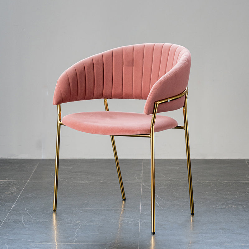 Scandinavian Style Open Back Dining Side Chair Leather Dining Chairs with Gold Legs Pink 1 Piece Clearhalo ' kitchen&dining_furn' 'Dining Chairs' 'Dining Tables & Seating' 'dining_chair' 'furn' 'furn_dining_chair' 'Furniture' 'furniture_dining_chair' 'Kitchen & Dining Furniture' 'kitchen' 4316564