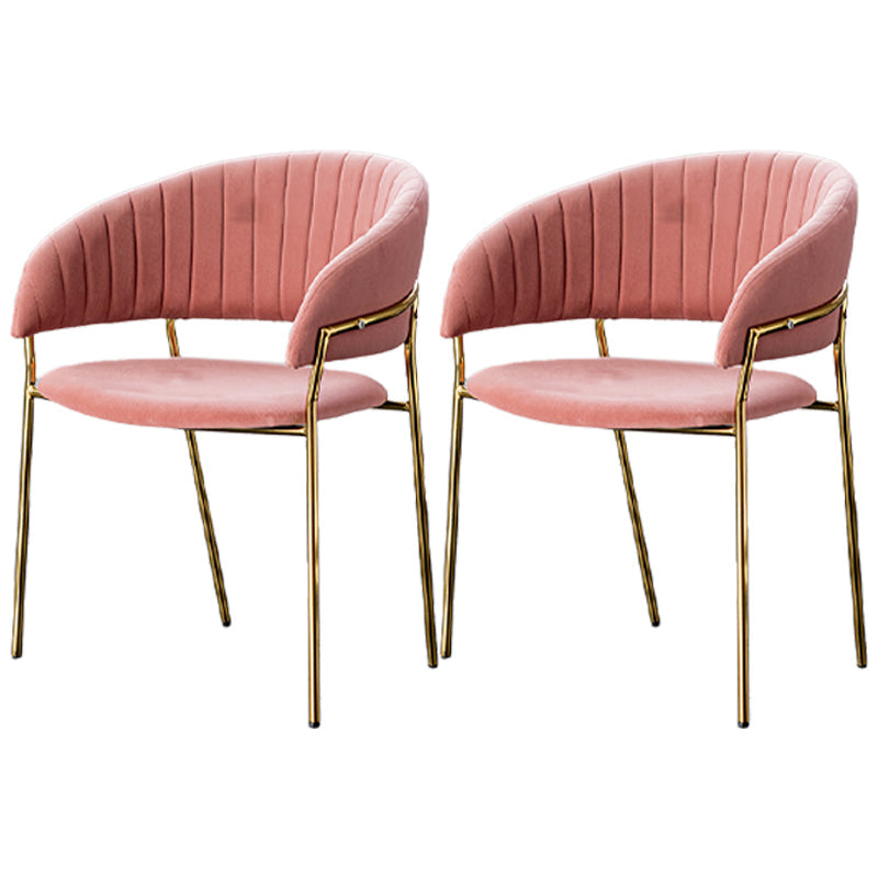 Scandinavian Style Open Back Dining Side Chair Leather Dining Chairs with Gold Legs Pink 2 Piece Set Clearhalo ' kitchen&dining_furn' 'Dining Chairs' 'Dining Tables & Seating' 'dining_chair' 'furn' 'furn_dining_chair' 'Furniture' 'furniture_dining_chair' 'Kitchen & Dining Furniture' 'kitchen' 4316565
