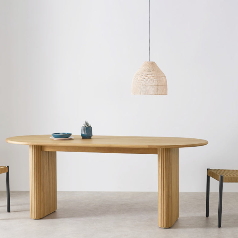Oval Solid Wood Brown Table Simplicity Double Pedestal Table for Dining Room Clearhalo ' dining_table' 'Dining Tables & Seating' 'Dining Tables' 'furn' 'furn_dining_table' 'Furniture' 'furniture_dining_table' 'Kitchen & Dining Furniture' 'kitchen&dining_furn' 'kitchen' 'kitchen_dining_table' 4316583