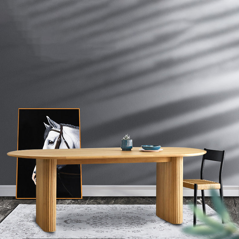 Oval Solid Wood Brown Table Simplicity Double Pedestal Table for Dining Room Clearhalo ' dining_table' 'Dining Tables & Seating' 'Dining Tables' 'furn' 'furn_dining_table' 'Furniture' 'furniture_dining_table' 'Kitchen & Dining Furniture' 'kitchen&dining_furn' 'kitchen' 'kitchen_dining_table' 4316584