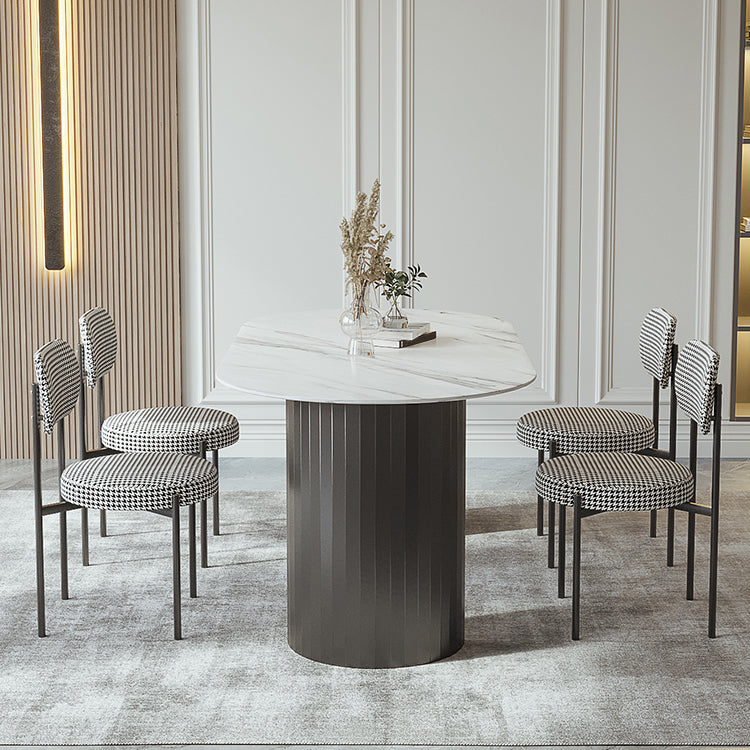 Modern Oval Dining Table White Sintered Stone Dining Table with Double Pedestal Base for Home Clearhalo ' dining_table' 'Dining Tables & Seating' 'Dining Tables' 'furn' 'furn_dining_table' 'Furniture' 'furniture_dining_table' 'Kitchen & Dining Furniture' 'kitchen&dining_furn' 'kitchen' 'kitchen_dining_table' 4316596