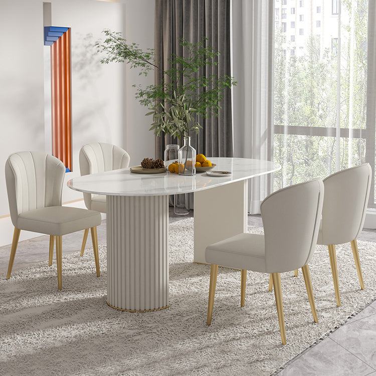 Modern Oval Dining Table White Sintered Stone Dining Table with Double Pedestal Base for Home Clearhalo ' dining_table' 'Dining Tables & Seating' 'Dining Tables' 'furn' 'furn_dining_table' 'Furniture' 'furniture_dining_table' 'Kitchen & Dining Furniture' 'kitchen&dining_furn' 'kitchen' 'kitchen_dining_table' 4316598