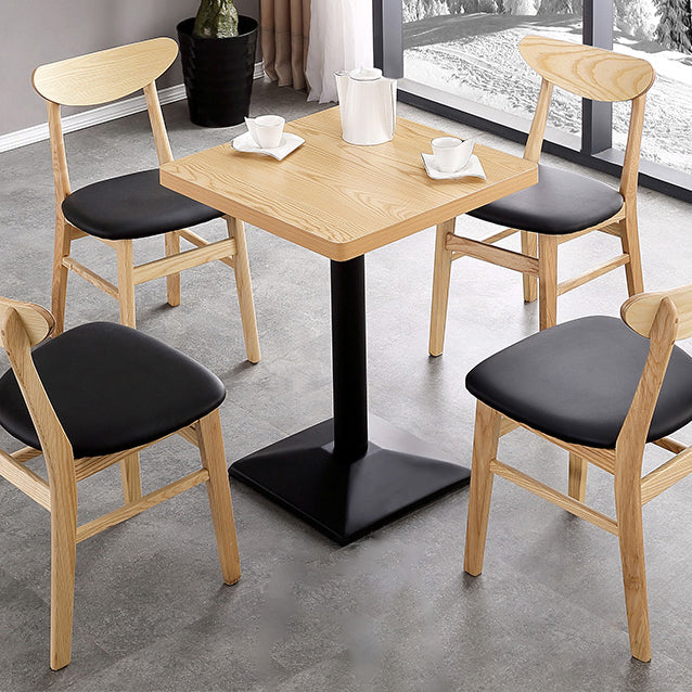 Industrial Style Dining Table Wood Dining Table with Metal Base for Dinning Room Square Natural 23.6"L x 23.6"W x 29.5"H Clearhalo ' dining_table' 'Dining Tables & Seating' 'Dining Tables' 'furn' 'furn_dining_table' 'Furniture' 'furniture_dining_table' 'Kitchen & Dining Furniture' 'kitchen&dining_furn' 'kitchen' 'kitchen_dining_table' 4316631