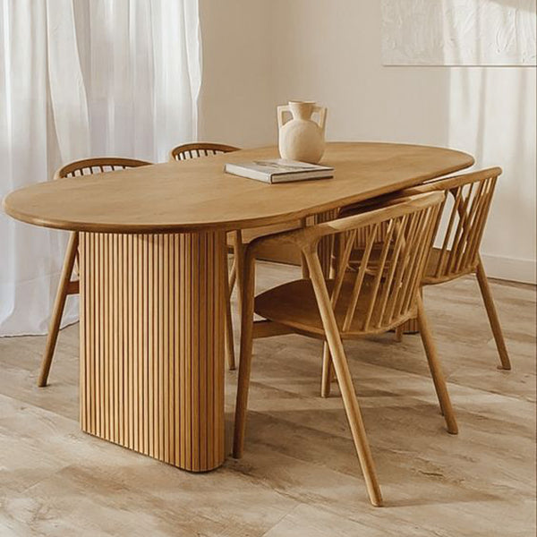 Oval Double Pedestal Modern Table Wood Color Fixed Table with Solid Wood Clearhalo ' dining_table' 'Dining Tables & Seating' 'Dining Tables' 'furn' 'furn_dining_table' 'Furniture' 'furniture_dining_table' 'Kitchen & Dining Furniture' 'kitchen&dining_furn' 'kitchen' 'kitchen_dining_table' 4316638