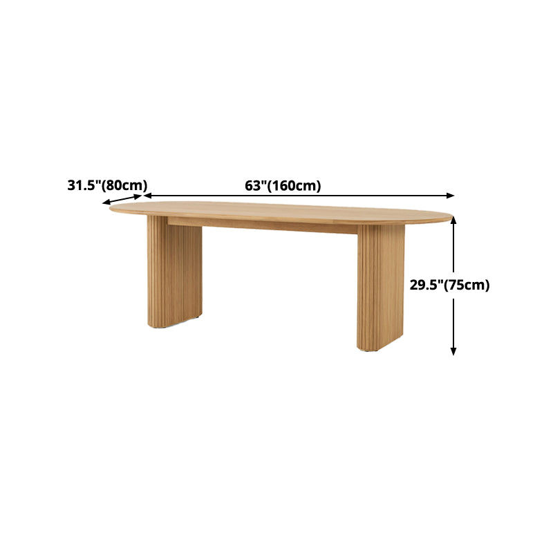 Oval Double Pedestal Modern Table Wood Color Fixed Table with Solid Wood Clearhalo ' dining_table' 'Dining Tables & Seating' 'Dining Tables' 'furn' 'furn_dining_table' 'Furniture' 'furniture_dining_table' 'Kitchen & Dining Furniture' 'kitchen&dining_furn' 'kitchen' 'kitchen_dining_table' 4316647