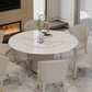 Sintered Stone Top Dining Table Luxury Round Table with Metal Pedestal in White Clearhalo ' dining_table' 'Dining Tables & Seating' 'Dining Tables' 'furn' 'furn_dining_table' 'Furniture' 'furniture_dining_table' 'Kitchen & Dining Furniture' 'kitchen&dining_furn' 'kitchen' 'kitchen_dining_table' 4316669