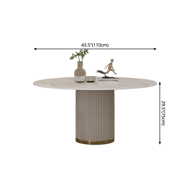 Sintered Stone Top Dining Table Luxury Round Table with Metal Pedestal in White Clearhalo ' dining_table' 'Dining Tables & Seating' 'Dining Tables' 'furn' 'furn_dining_table' 'Furniture' 'furniture_dining_table' 'Kitchen & Dining Furniture' 'kitchen&dining_furn' 'kitchen' 'kitchen_dining_table' 4316671