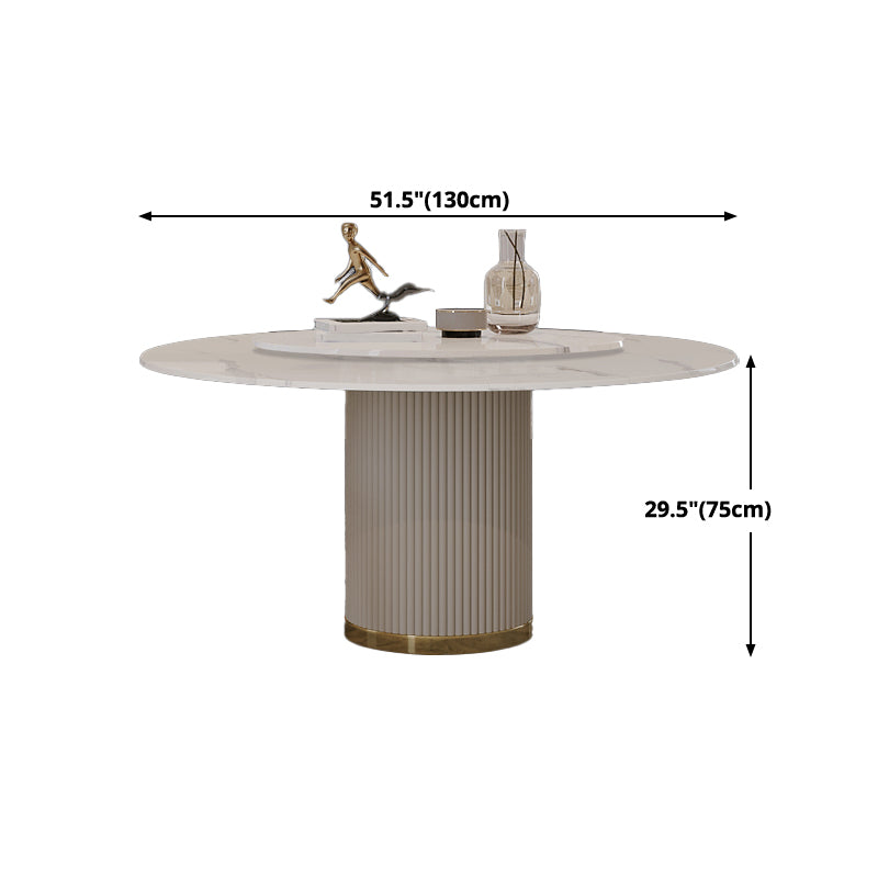 Sintered Stone Top Dining Table Luxury Round Table with Metal Pedestal in White Clearhalo ' dining_table' 'Dining Tables & Seating' 'Dining Tables' 'furn' 'furn_dining_table' 'Furniture' 'furniture_dining_table' 'Kitchen & Dining Furniture' 'kitchen&dining_furn' 'kitchen' 'kitchen_dining_table' 4316673