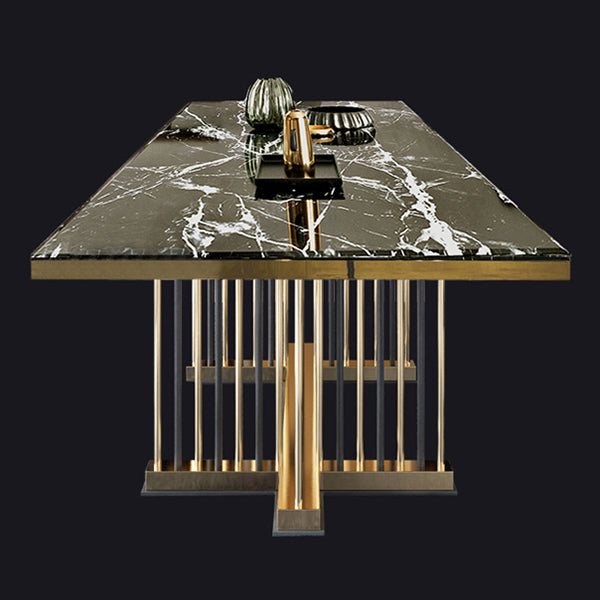 Glam Rectangle Shape Marble Dining Table Standard Dining Table for Kitchen Black Without Chairs Clearhalo ' dining_table' 'Dining Tables & Seating' 'Dining Tables' 'furn' 'furn_dining_table' 'Furniture' 'furniture_dining_table' 'Kitchen & Dining Furniture' 'kitchen&dining_furn' 'kitchen' 'kitchen_dining_table' 4316705