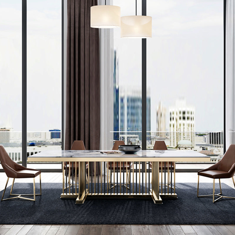 Glam Rectangle Shape Marble Dining Table Standard Dining Table for Kitchen Clearhalo ' dining_table' 'Dining Tables & Seating' 'Dining Tables' 'furn' 'furn_dining_table' 'Furniture' 'furniture_dining_table' 'Kitchen & Dining Furniture' 'kitchen&dining_furn' 'kitchen' 'kitchen_dining_table' 4316707