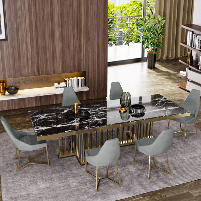 Glam Rectangle Shape Marble Dining Table Standard Dining Table for Kitchen Clearhalo ' dining_table' 'Dining Tables & Seating' 'Dining Tables' 'furn' 'furn_dining_table' 'Furniture' 'furniture_dining_table' 'Kitchen & Dining Furniture' 'kitchen&dining_furn' 'kitchen' 'kitchen_dining_table' 4316708