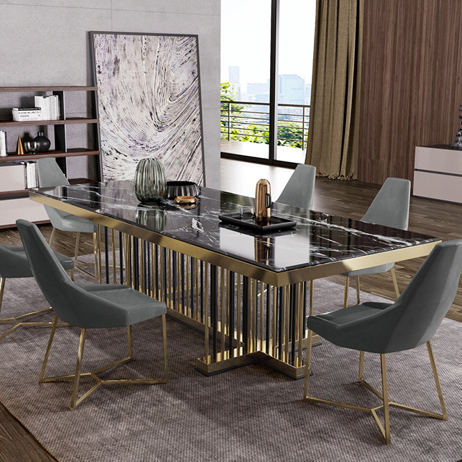 Glam Rectangle Shape Marble Dining Table Standard Dining Table for Kitchen Clearhalo ' dining_table' 'Dining Tables & Seating' 'Dining Tables' 'furn' 'furn_dining_table' 'Furniture' 'furniture_dining_table' 'Kitchen & Dining Furniture' 'kitchen&dining_furn' 'kitchen' 'kitchen_dining_table' 4316709