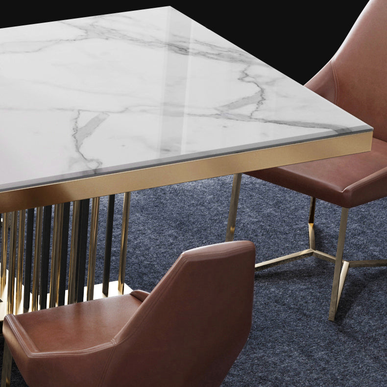 Glam Rectangle Shape Marble Dining Table Standard Dining Table for Kitchen Clearhalo ' dining_table' 'Dining Tables & Seating' 'Dining Tables' 'furn' 'furn_dining_table' 'Furniture' 'furniture_dining_table' 'Kitchen & Dining Furniture' 'kitchen&dining_furn' 'kitchen' 'kitchen_dining_table' 4316711