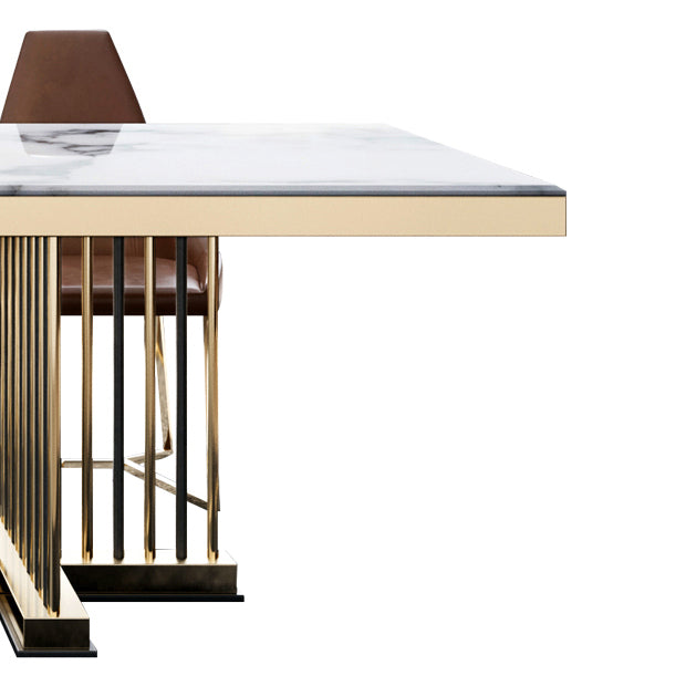 Glam Rectangle Shape Marble Dining Table Standard Dining Table for Kitchen Clearhalo ' dining_table' 'Dining Tables & Seating' 'Dining Tables' 'furn' 'furn_dining_table' 'Furniture' 'furniture_dining_table' 'Kitchen & Dining Furniture' 'kitchen&dining_furn' 'kitchen' 'kitchen_dining_table' 4316713