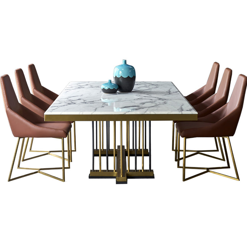 Glam Rectangle Shape Marble Dining Table Standard Dining Table for Kitchen Clearhalo ' dining_table' 'Dining Tables & Seating' 'Dining Tables' 'furn' 'furn_dining_table' 'Furniture' 'furniture_dining_table' 'Kitchen & Dining Furniture' 'kitchen&dining_furn' 'kitchen' 'kitchen_dining_table' 4316715