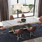 Glam Rectangle Shape Marble Dining Table Standard Dining Table for Kitchen Clearhalo ' dining_table' 'Dining Tables & Seating' 'Dining Tables' 'furn' 'furn_dining_table' 'Furniture' 'furniture_dining_table' 'Kitchen & Dining Furniture' 'kitchen&dining_furn' 'kitchen' 'kitchen_dining_table' 4316717