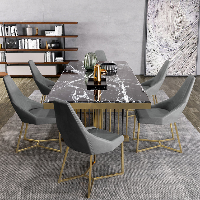 Glam Rectangle Shape Marble Dining Table Standard Dining Table for Kitchen Clearhalo ' dining_table' 'Dining Tables & Seating' 'Dining Tables' 'furn' 'furn_dining_table' 'Furniture' 'furniture_dining_table' 'Kitchen & Dining Furniture' 'kitchen&dining_furn' 'kitchen' 'kitchen_dining_table' 4316718