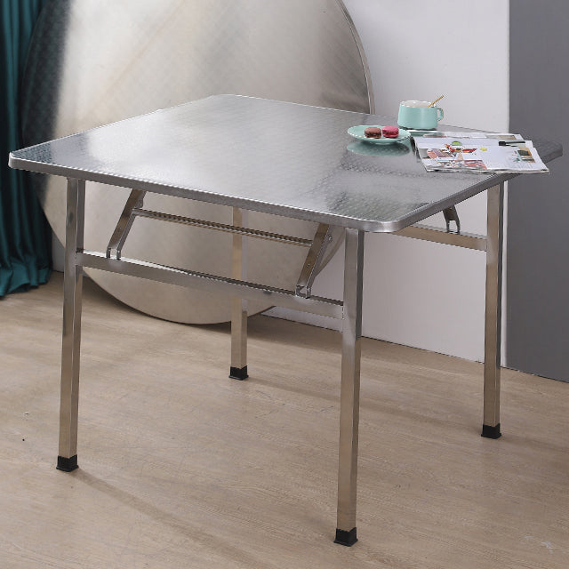 Industrial Square Stainless Steel Dining Table Standard Silver Dining Table for Kitchen Clearhalo ' dining_table' 'Dining Tables & Seating' 'Dining Tables' 'furn' 'furn_dining_table' 'Furniture' 'furniture_dining_table' 'Kitchen & Dining Furniture' 'kitchen&dining_furn' 'kitchen' 'kitchen_dining_table' 4316739
