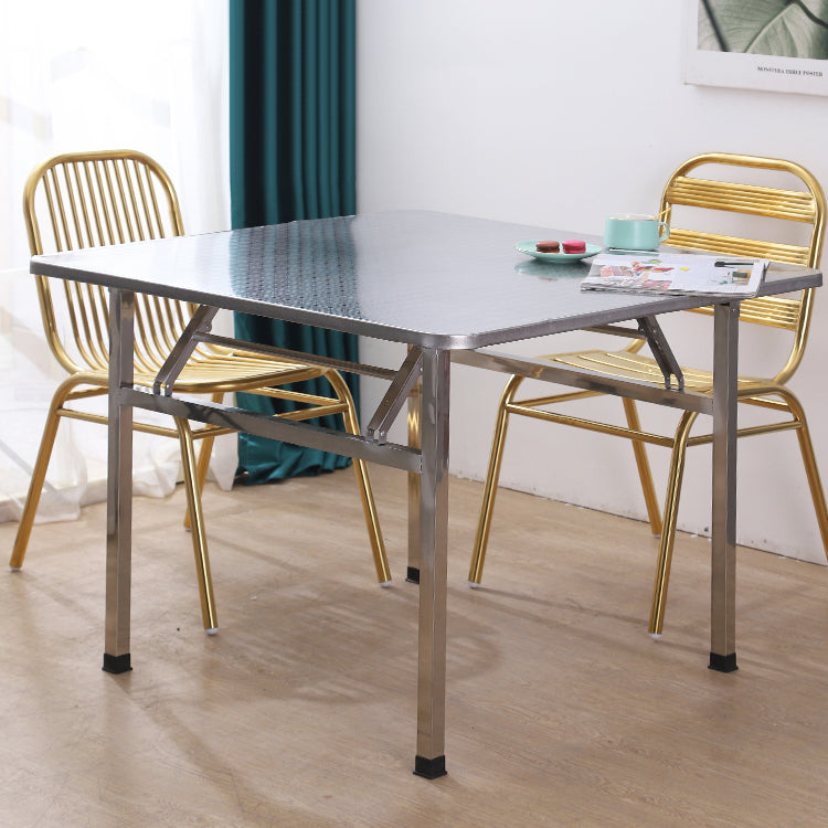 Industrial Square Stainless Steel Dining Table Standard Silver Dining Table for Kitchen Clearhalo ' dining_table' 'Dining Tables & Seating' 'Dining Tables' 'furn' 'furn_dining_table' 'Furniture' 'furniture_dining_table' 'Kitchen & Dining Furniture' 'kitchen&dining_furn' 'kitchen' 'kitchen_dining_table' 4316740