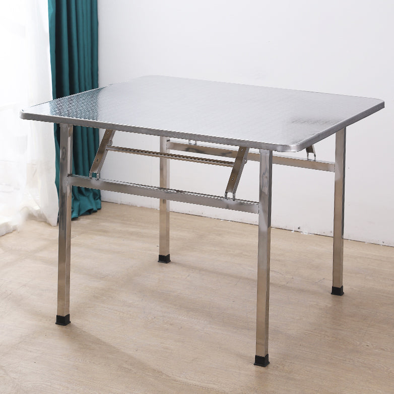 Industrial Square Stainless Steel Dining Table Standard Silver Dining Table for Kitchen Clearhalo ' dining_table' 'Dining Tables & Seating' 'Dining Tables' 'furn' 'furn_dining_table' 'Furniture' 'furniture_dining_table' 'Kitchen & Dining Furniture' 'kitchen&dining_furn' 'kitchen' 'kitchen_dining_table' 4316748
