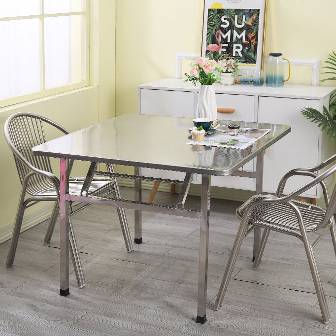 Industrial Square Stainless Steel Dining Table Standard Silver Dining Table for Kitchen Clearhalo ' dining_table' 'Dining Tables & Seating' 'Dining Tables' 'furn' 'furn_dining_table' 'Furniture' 'furniture_dining_table' 'Kitchen & Dining Furniture' 'kitchen&dining_furn' 'kitchen' 'kitchen_dining_table' 4316749