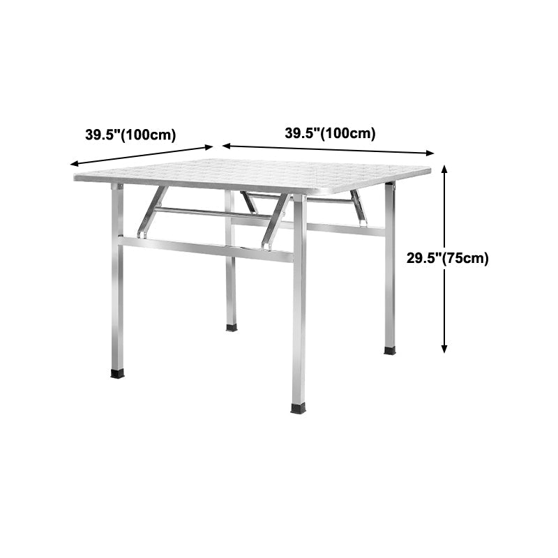 Industrial Square Stainless Steel Dining Table Standard Silver Dining Table for Kitchen Clearhalo ' dining_table' 'Dining Tables & Seating' 'Dining Tables' 'furn' 'furn_dining_table' 'Furniture' 'furniture_dining_table' 'Kitchen & Dining Furniture' 'kitchen&dining_furn' 'kitchen' 'kitchen_dining_table' 4316752