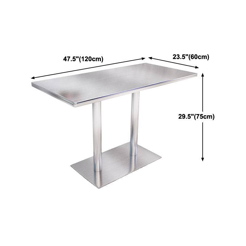 Industrial Style Dinner Table Stainless Steel Dining Site Table for Home Clearhalo ' dining_table' 'Dining Tables & Seating' 'Dining Tables' 'furn' 'furn_dining_table' 'Furniture' 'furniture_dining_table' 'Kitchen & Dining Furniture' 'kitchen&dining_furn' 'kitchen' 'kitchen_dining_table' 4316778