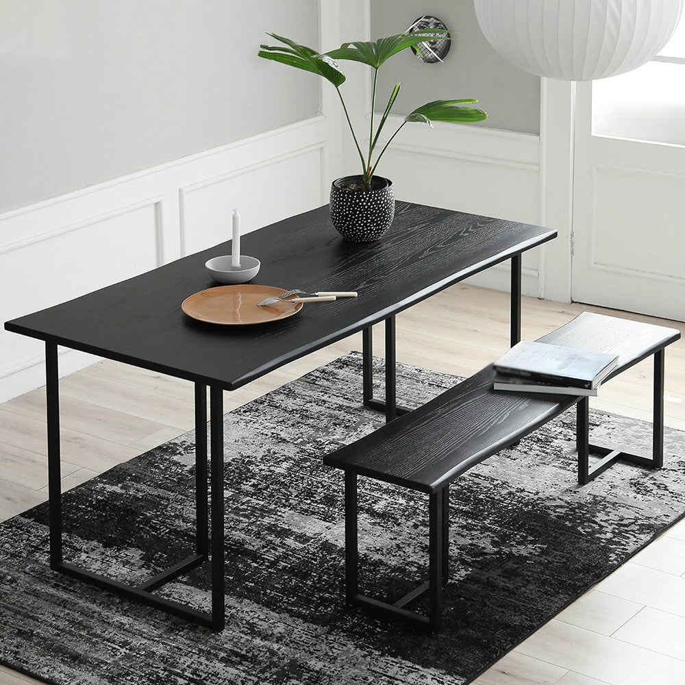 Rectangle Industrial Dining Table Black Fixed Table with Pinewood Solid Wood Clearhalo ' dining_table' 'Dining Tables & Seating' 'Dining Tables' 'Furniture' 'furniture_dining_table' 'Kitchen & Dining Furniture' 'kitchen&dining_furn' 'kitchen' 'kitchen_dining_table' 4316828