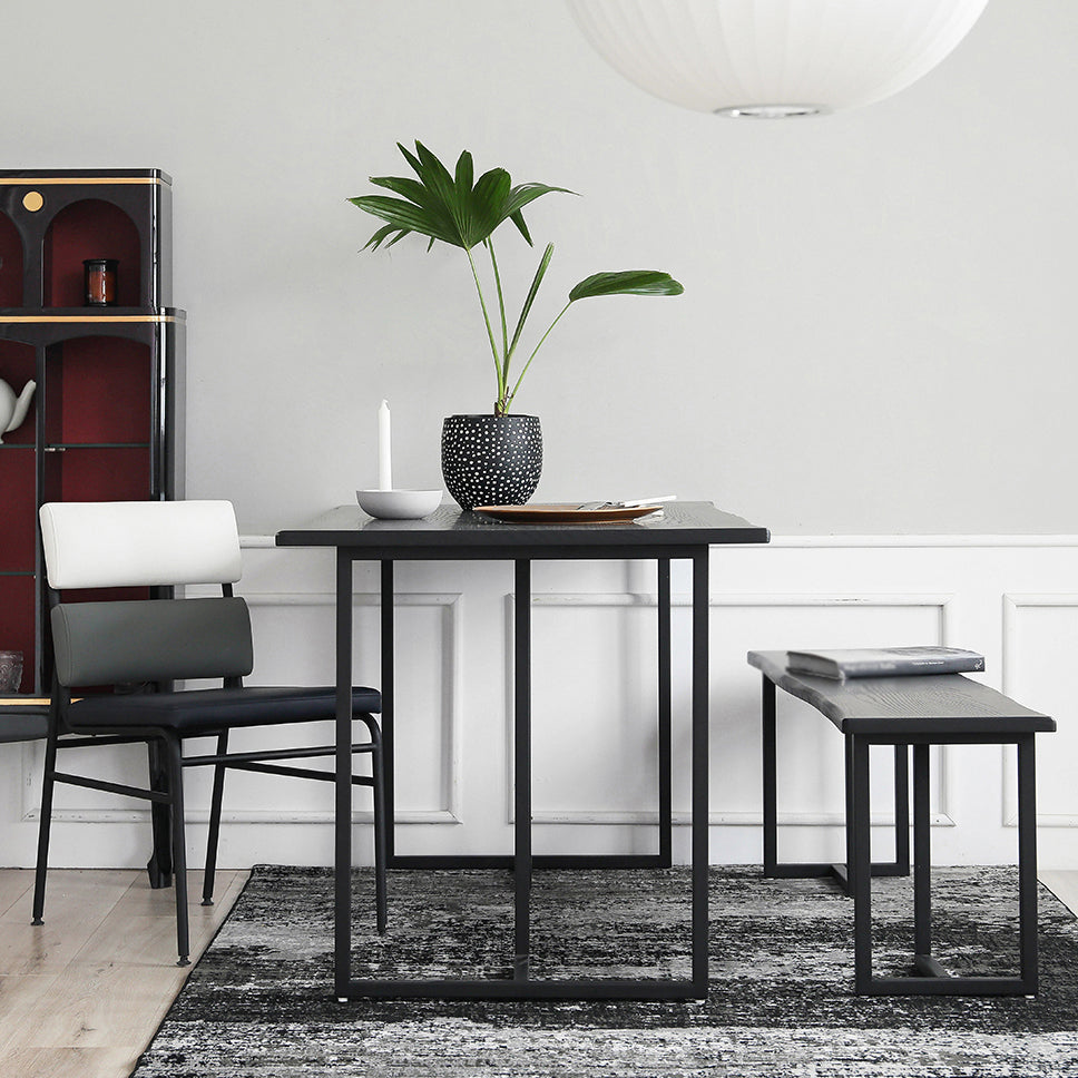 Rectangle Industrial Dining Table Black Fixed Table with Pinewood Solid Wood Clearhalo ' dining_table' 'Dining Tables & Seating' 'Dining Tables' 'Furniture' 'furniture_dining_table' 'Kitchen & Dining Furniture' 'kitchen&dining_furn' 'kitchen' 'kitchen_dining_table' 4316830
