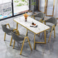 Glam Standard MDF Dining Table Rectangle Shape Dining Table for Kitchen Clearhalo ' dining_table' 'Dining Tables & Seating' 'Dining Tables' 'furn' 'furn_dining_table' 'Furniture' 'furniture_dining_table' 'Kitchen & Dining Furniture' 'kitchen&dining_furn' 'kitchen' 'kitchen_dining_table' 4316896