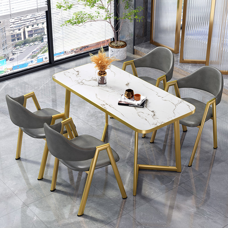 Glam Standard MDF Dining Table Rectangle Shape Dining Table for Kitchen Clearhalo ' dining_table' 'Dining Tables & Seating' 'Dining Tables' 'furn' 'furn_dining_table' 'Furniture' 'furniture_dining_table' 'Kitchen & Dining Furniture' 'kitchen&dining_furn' 'kitchen' 'kitchen_dining_table' 4316896