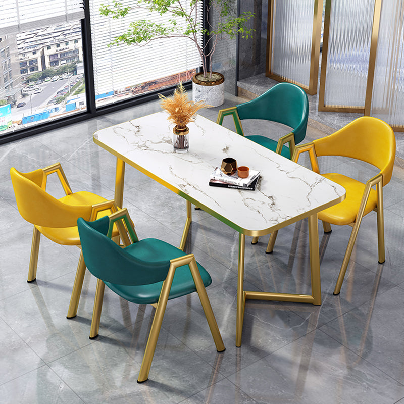Glam Standard MDF Dining Table Rectangle Shape Dining Table for Kitchen Clearhalo ' dining_table' 'Dining Tables & Seating' 'Dining Tables' 'furn' 'furn_dining_table' 'Furniture' 'furniture_dining_table' 'Kitchen & Dining Furniture' 'kitchen&dining_furn' 'kitchen' 'kitchen_dining_table' 4316898