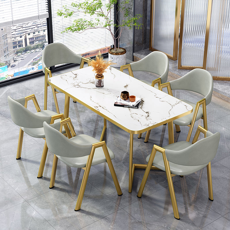 Glam Standard MDF Dining Table Rectangle Shape Dining Table for Kitchen Clearhalo ' dining_table' 'Dining Tables & Seating' 'Dining Tables' 'furn' 'furn_dining_table' 'Furniture' 'furniture_dining_table' 'Kitchen & Dining Furniture' 'kitchen&dining_furn' 'kitchen' 'kitchen_dining_table' 4316904
