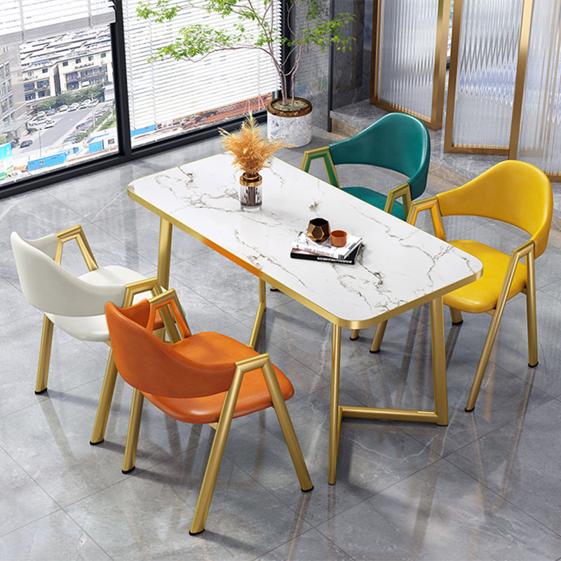 Glam Standard MDF Dining Table Rectangle Shape Dining Table for Kitchen Clearhalo ' dining_table' 'Dining Tables & Seating' 'Dining Tables' 'furn' 'furn_dining_table' 'Furniture' 'furniture_dining_table' 'Kitchen & Dining Furniture' 'kitchen&dining_furn' 'kitchen' 'kitchen_dining_table' 4316906