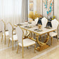 Glam Rectangle Shape Marble Dining Table Standard Dining Table with Double Pedestal Bases Clearhalo ' dining_table' 'Dining Tables & Seating' 'Dining Tables' 'furn' 'furn_dining_table' 'Furniture' 'furniture_dining_table' 'Kitchen & Dining Furniture' 'kitchen&dining_furn' 'kitchen' 'kitchen_dining_table' 4316923
