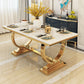 Glam Rectangle Shape Marble Dining Table Standard Dining Table with Double Pedestal Bases Clearhalo ' dining_table' 'Dining Tables & Seating' 'Dining Tables' 'furn' 'furn_dining_table' 'Furniture' 'furniture_dining_table' 'Kitchen & Dining Furniture' 'kitchen&dining_furn' 'kitchen' 'kitchen_dining_table' 4316926