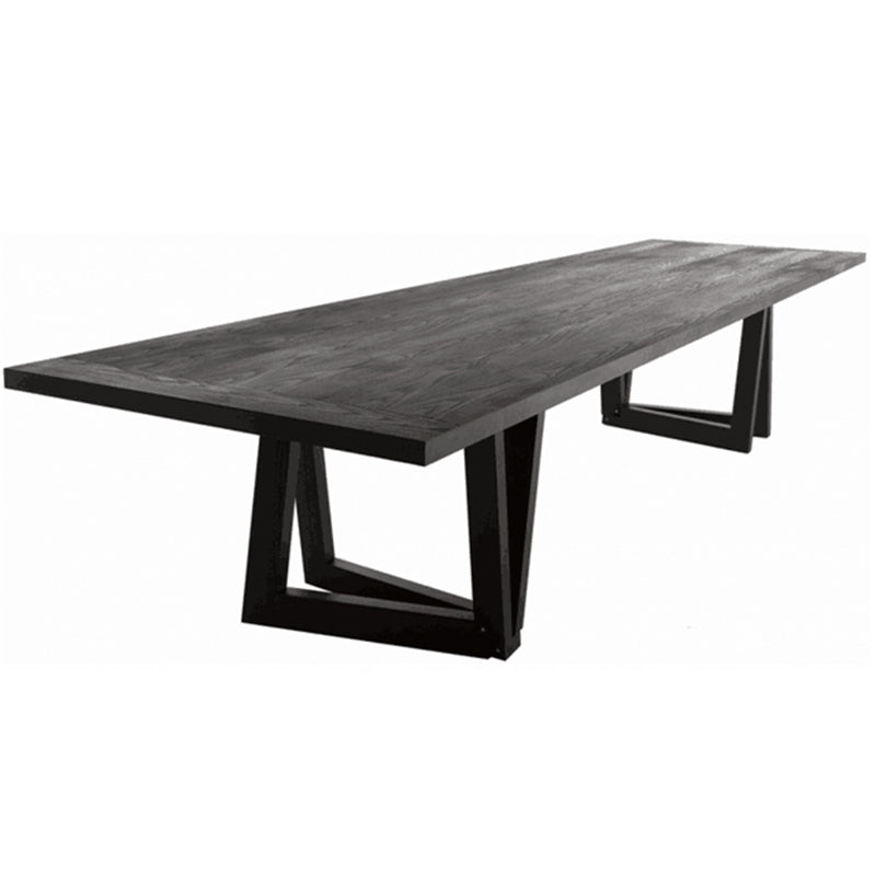 Rectangle Pine Wood Dining Table Industrial Black Table with Double Pedestal Without Chairs Clearhalo ' dining_table' 'Dining Tables & Seating' 'Dining Tables' 'furn' 'furn_dining_table' 'Furniture' 'furniture_dining_table' 'Kitchen & Dining Furniture' 'kitchen&dining_furn' 'kitchen' 'kitchen_dining_table' 4317023