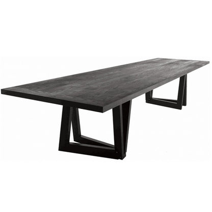 Rectangle Pine Wood Dining Table Industrial Black Table with Double Pedestal Without Chairs Clearhalo ' dining_table' 'Dining Tables & Seating' 'Dining Tables' 'furn' 'furn_dining_table' 'Furniture' 'furniture_dining_table' 'Kitchen & Dining Furniture' 'kitchen&dining_furn' 'kitchen' 'kitchen_dining_table' 4317023