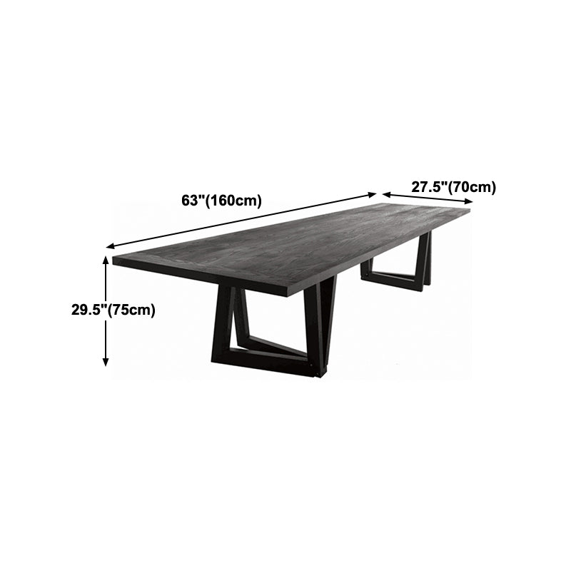 Rectangle Pine Wood Dining Table Industrial Black Table with Double Pedestal Clearhalo ' dining_table' 'Dining Tables & Seating' 'Dining Tables' 'furn' 'furn_dining_table' 'Furniture' 'furniture_dining_table' 'Kitchen & Dining Furniture' 'kitchen&dining_furn' 'kitchen' 'kitchen_dining_table' 4317025