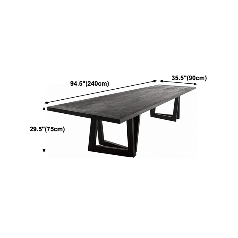 Rectangle Pine Wood Dining Table Industrial Black Table with Double Pedestal Clearhalo ' dining_table' 'Dining Tables & Seating' 'Dining Tables' 'furn' 'furn_dining_table' 'Furniture' 'furniture_dining_table' 'Kitchen & Dining Furniture' 'kitchen&dining_furn' 'kitchen' 'kitchen_dining_table' 4317029