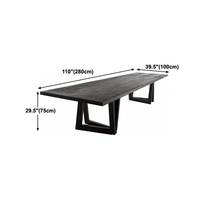 Rectangle Pine Wood Dining Table Industrial Black Table with Double Pedestal Clearhalo ' dining_table' 'Dining Tables & Seating' 'Dining Tables' 'furn' 'furn_dining_table' 'Furniture' 'furniture_dining_table' 'Kitchen & Dining Furniture' 'kitchen&dining_furn' 'kitchen' 'kitchen_dining_table' 4317031